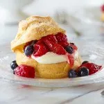 Easy and delicious recipe for Berry Cream Puffs via http://lifeovereasy.com/